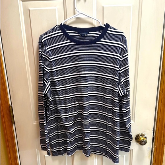 Lands End Navy Blue  and White Striped Long Sleeve Tee size 2X - Picture 1 of 8